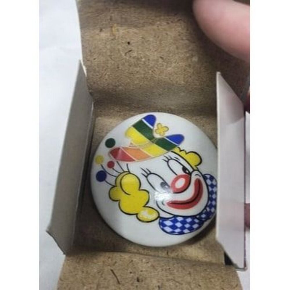 Vintage Trippies Inc. 90's Porcelain Trinket Keepsake Box Clown 2" New - Picture 2 of 8